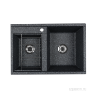 Мойка для кухни из литого мрамора Aquaton Делия 78 DBL 2 чаши графит