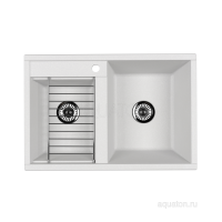 Мойка для кухни из литого мрамора Aquaton Делия 78 DBL 2 чаши жемчуг