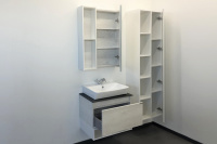 Тумба с раковиной Comforty Прага 60 дуб белый с антрацитовой столешницей
