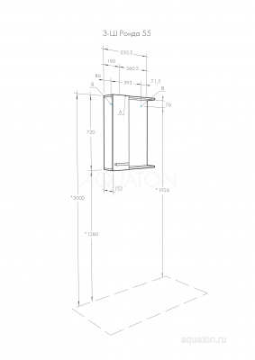 Зеркальный шкаф Aquaton Ронда PRO 55 дуб соммерсет 1A208602RSC2L
