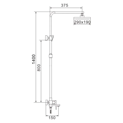 Душевая система Rose R2836H черный
