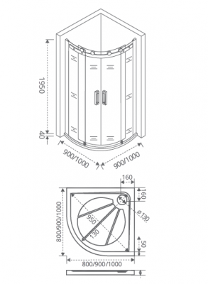 Душевой уголок GOOD DOOR GALAXY R-TD-100-C-B