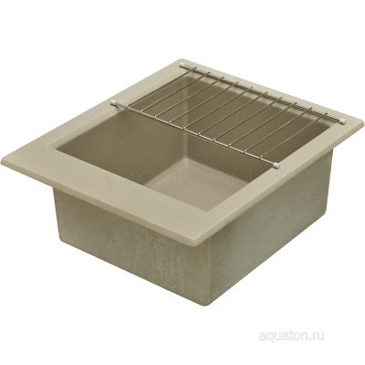 Мойка для кухни из литого мрамора Aquaton Линеа 43 серый шёлк