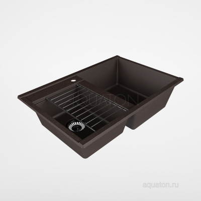 Мойка для кухни из литого мрамора Aquaton Делия 78 DBL 2 чаши кофе