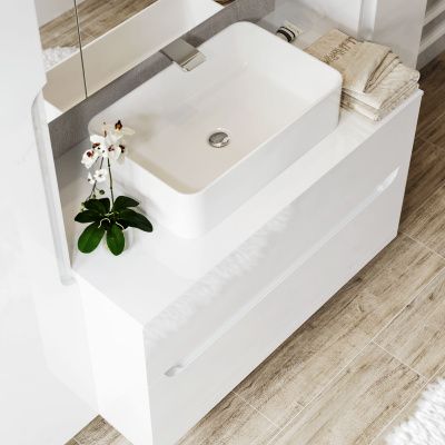Тумба с раковиной Alavann Stella 100 белая, камень
