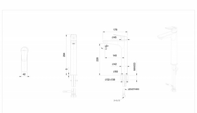 Смеситель для раковины Bravat RHEIN F1429564CP-A-ENG высокий