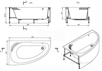 Акриловая ванна Roca Merida 170х100 правая ZRU9302993