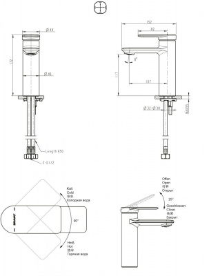 Смеситель для раковины Bravat EDDIE F1369402BW-ENG