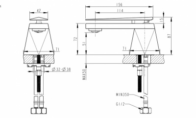 Смеситель для раковины Bravat DIAMOND S F118102G-ENG (Golden)