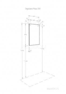 Зеркальный шкаф Aquaton Рико 50 белый, ясень фабрик 1A212302RIB90