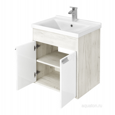 Тумба под раковину Aquaton Флай 60 белый, дуб крафт 1A237301FAX10
