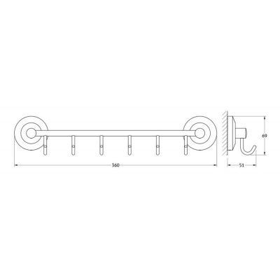 Держатель с 6-ю крючками 35 см хром FBS Standard STA 027