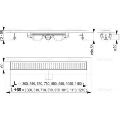 Водоотводящий желоб AlcaPlast APZ101-750 Low