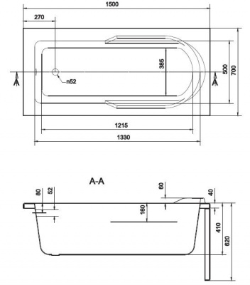 Акриловая ванна Cersanit SANTANA 150