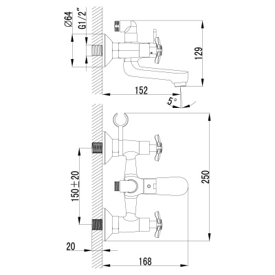 Смеситель для ванны Lemark Partner LM6542C