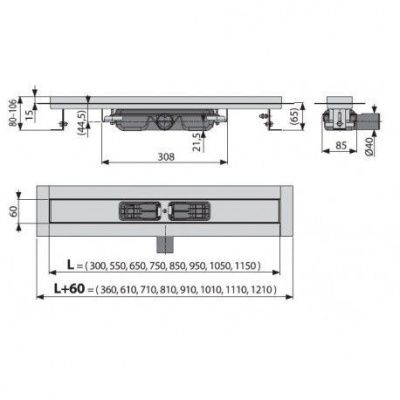 Водоотводящий желоб AlcaPlast APZ106-650 Professional Low