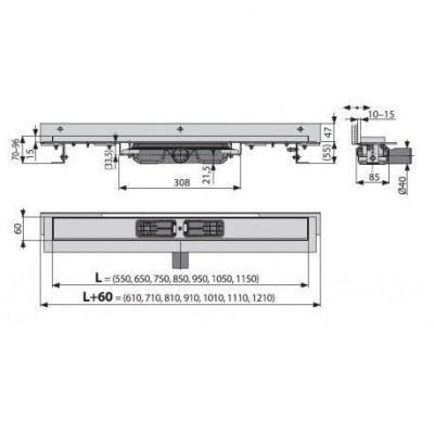 Водоотводящий желоб AlcaPlast APZ104-750 Flexible Low