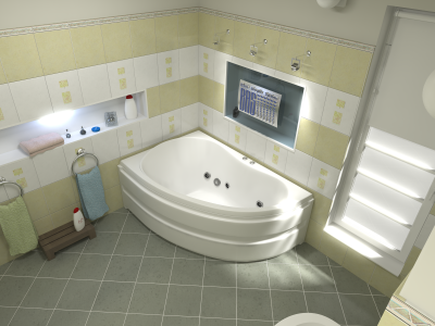 Акриловая ванна Bas Алегра 150х90 L с г/м оборудованием FLAT