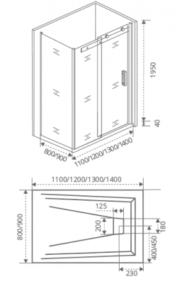 Душевой уголок GOOD DOOR GALAXY WTW-110-C-CH+SP-80 -C-CH