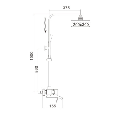 Душевая система Rose R1556T пепельный