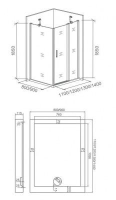 Душевой уголок GOOD DOOR PANDORA WTW+SP-140х80-С-CH