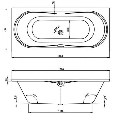 Акриловая ванна VAGNERPLAST BRIANA 170x75