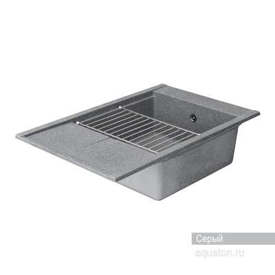 Мойка для кухни из литого мрамора Aquaton Делия 78 прямоугольная с крылом серая