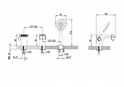 Смеситель для ванны Lemark Shift LM4345C