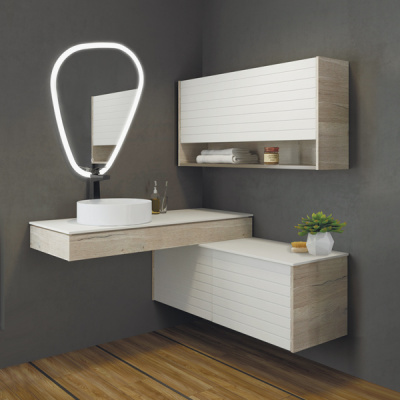 Консоль Comforty Клеон 120 белый/дуб дымчатый с правой белой столешницей
