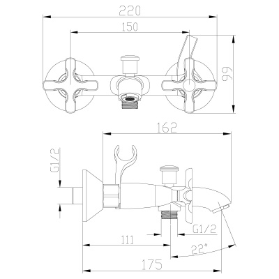 Смеситель для ванны Lemark Duetto LM5712C