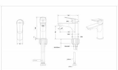 Смеситель для раковины Bravat RHEIN F1429564BW-9-ENG