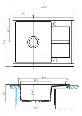 Мойка для кухни из литого мрамора Aquaton Делия 65 терракотовый