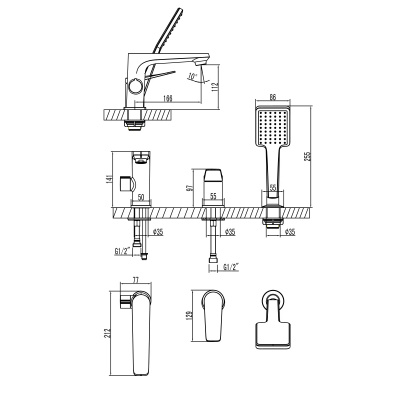 Смеситель для ванныа Lemark Bronx LM3745BL