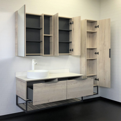 Тумба с раковиной Comforty Порто 120 1 дуб дымчатый с белой столешницей