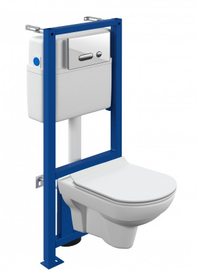 Комплект CITY CO DPL EO slim инсталляция LINK PRO Кнопка смыва Cersanit INTERA стекло белый