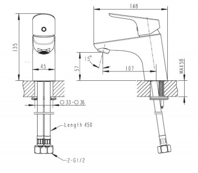 Смеситель для раковины Bravat DROP F14898C-1
