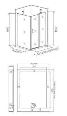 Душевой уголок GOOD DOOR PANDORA WTW+SP-130х80-С-CH