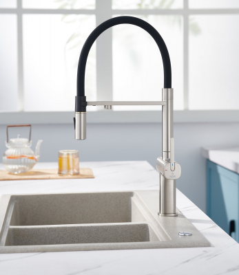 Смеситель для кухни с подключением фильтра для воды Rose R358L сатин