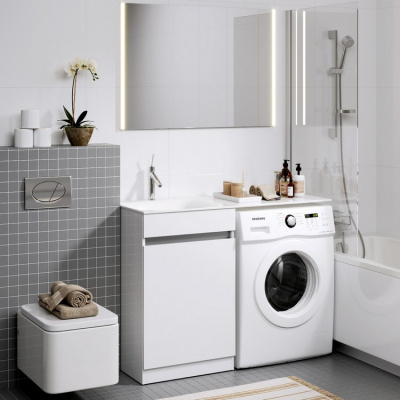 Тумба с раковиной Aqwella Forma с бельевой корзиной слева