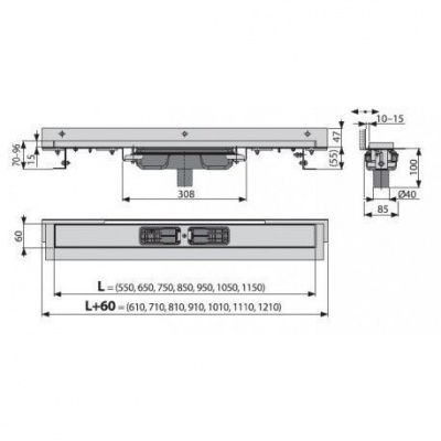 Водоотводящий желоб AlcaPlast APZ1104-750 Flexible Low