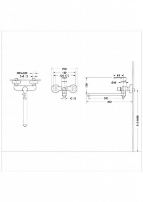 Смеситель Bravat STREAM-D F637163C-01A универсальный