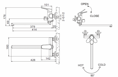 Смеситель Bravat ELER F6191238CP-01L-RUS универсальный