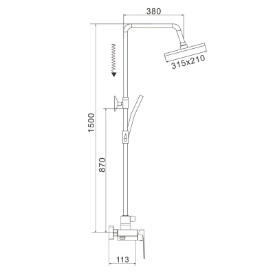 Душевая система Rose R1836T-6 пепельный