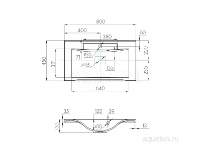 Раковина Aquaton Премьер М 80 белая 1A70493KPR010