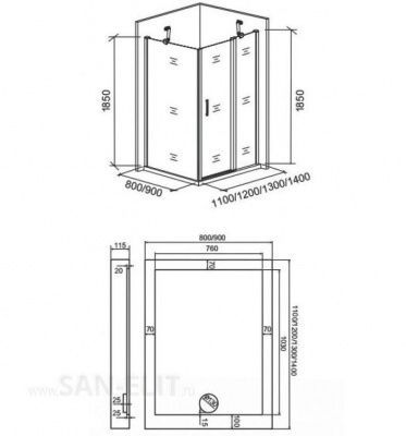 Душевой уголок GOOD DOOR PANDORA WTW+SP-140х90-С-CH