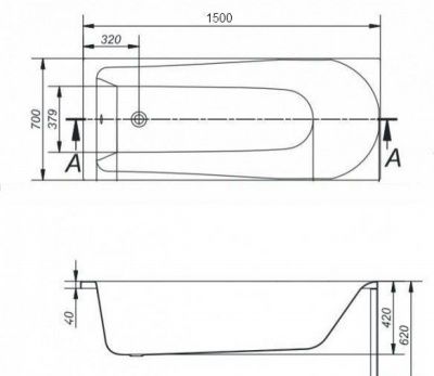 Акриловая ванна Cersanit FLAVIA 150x70