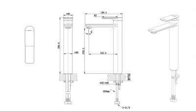 Смеситель для раковины Bravat EDDIE F1369402BW-A9-ENG черный, высокий