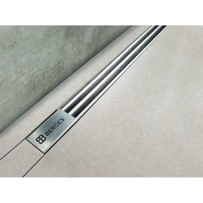 Желоб BERGES водосток SUPER Slim 400, матовый хром, S-сифон D50/105 H50 вертикальный