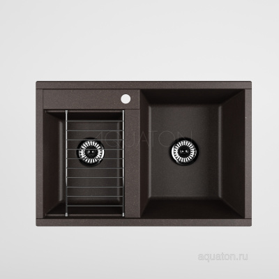 Мойка для кухни из литого мрамора Aquaton Делия 78 DBL 2 чаши кофе