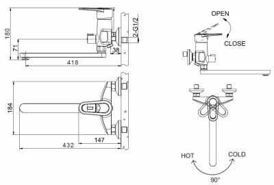 Смеситель Bravat LOOP F6124182CP-02L-RUS универсальный